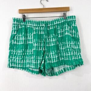 J.Crew Women's Linen Blend Green Tie Dye Shorts Large Summer Spring